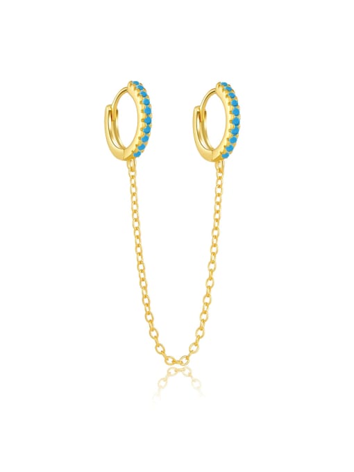 18k gold [turquoise] 925 Sterling Silver Cubic Zirconia Tassel Trend Threader Earring